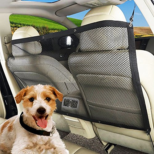 Yzki Red de seguridad de barrera de coche para mascotas, red de seguridad universal para coche, protector de malla para perros, gatos, cachorros, 115 x 62 cm (negro)