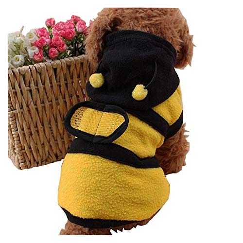 ZAJ Escudo de Abeja Perrito del Animal doméstico Ropa de la técnica de Lana Ropa del Perro del Gato con Capucha Disfraz Sudaderas con Capucha suéter del Perro (Color : Yellow, tamaño : XXS)