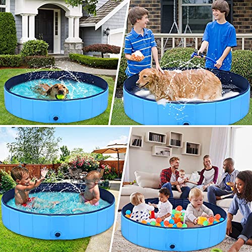 ZALUJMUS Bañera plegable para perros, de plástico duro, bañera plegable de PVC, piscinas exteriores para perros, gatos y niños (rojo, diámetro: 80 cm; altura: 20 cm)