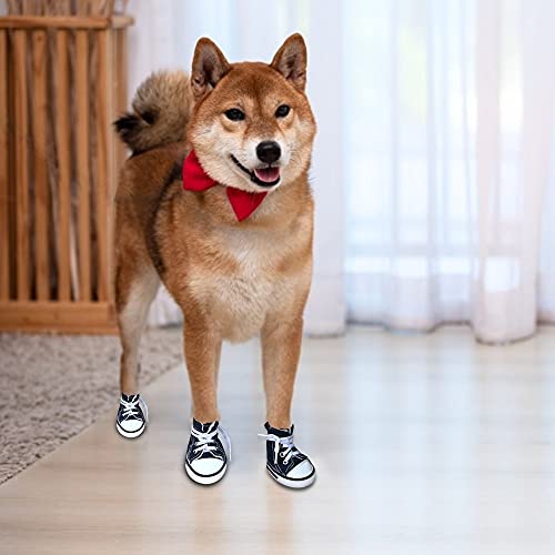 Zapatos Para Perros, 4 Pcs Zapatos De Lona Antideslizantes Para Perros Cachorros Calzado Casual Transpirable Para Perros PequeñOs Y Medianos