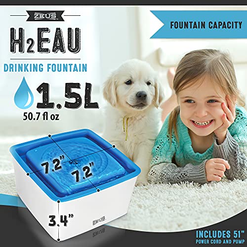Zeus Dog Mini Fuente de Agua para Perros pequeños y Cachorros, 1,5 L