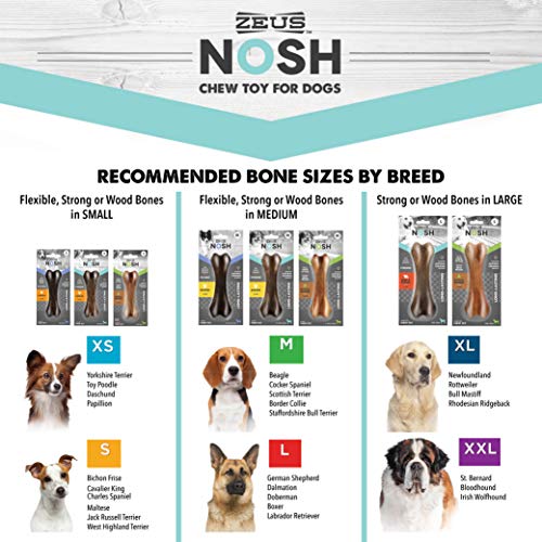 ZEUS Nosh - Huesos flexibles para masticar perros, juguetes para masticar cachorros, sabor a tocino de larga duración, pequeño