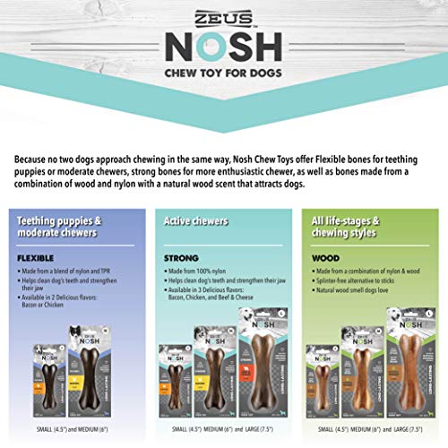 ZEUS Nosh Timber - Huesos de madera para masticar perros, juguetes para perros pequeños, madera natural, grande