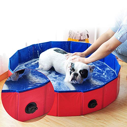 Zhuwei Cubierta De Salida De Agua para Piscina Plegable para Baño para Mascotas Piscina Plegable para Perros Piscina para Bañera para Mascotas(Color:Rojo,Size:60cm)
