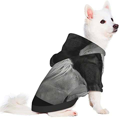 ZISRA Caballo Blanco y Caballo Negro Impreso Abrigo para Perros de Invierno Ropa para Mascotas para Perros pequeños y medianos con Capucha XS