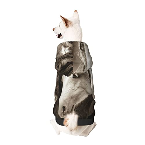 ZISRA Caballos Blancos y Negros Impreso Abrigo para Perros de Invierno Ropa para Mascotas para Perros pequeños y medianos con Capucha Large