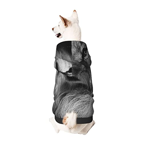 ZISRA León Blanco y Negro Impreso Abrigo para Perros de Invierno Ropa para Mascotas para Perros pequeños y medianos con Capucha XXL