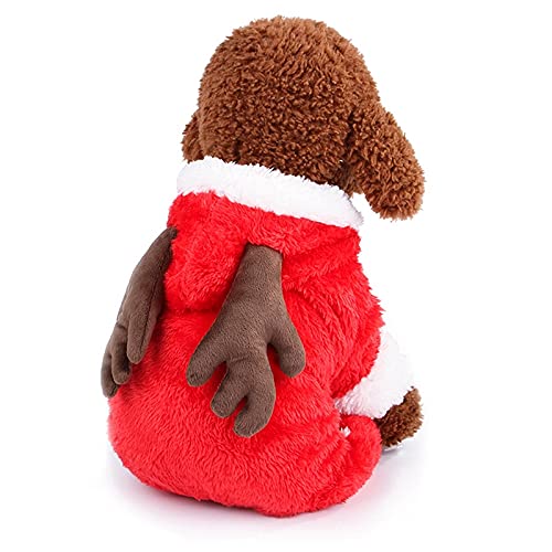 ZOYLINK Disfraz De Mascota De Navidad De Felpa Engrosada Moda Perro Cosplay Sudadera con Capucha Universal Pequeños Gatos Simples Traje De Cosplay