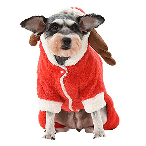 ZOYLINK Disfraz De Mascota De Navidad De Felpa Engrosada Moda Perro Cosplay Sudadera con Capucha Universal Pequeños Gatos Simples Traje De Cosplay