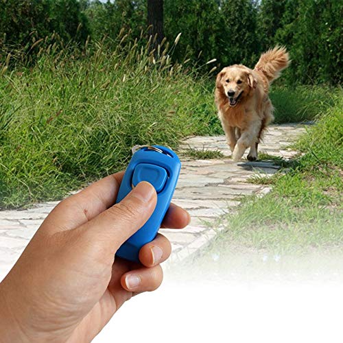 ZSRXL 2 en 1 con clicker del animal doméstico del entrenamiento del perro silbato respuesta Suministros Guía del animal doméstico Tarjeta de Entrenador de asistencia con llavero del perro casero