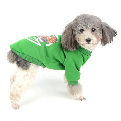 Zunea Abrigo de invierno para perro pequeño de algodón acolchado cálido para cachorro, chaqueta para mascota, jersey para clima frío, estilo deportivo, camiseta para Shih Tzu Chihuahua Yorkie, verde S