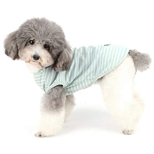 Zunea Camisa para Perros Pequeños Gatos Camisas de Rayas para Mascotas Chaleco Fresco de Verano Cachorros Ropa Camiseta Básica de Algodón Suave Chihuahua Ropa Verde M