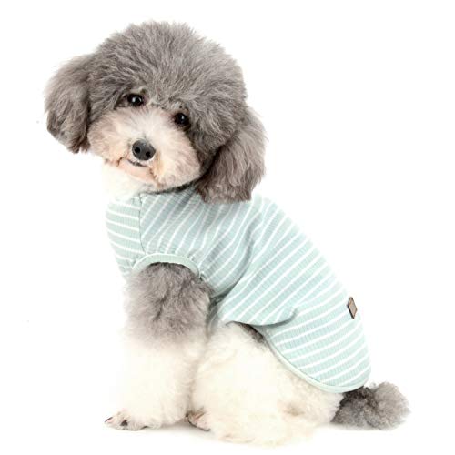 Zunea Camisa para Perros Pequeños Gatos Camisas de Rayas para Mascotas Chaleco Fresco de Verano Cachorros Ropa Camiseta Básica de Algodón Suave Chihuahua Ropa Verde M