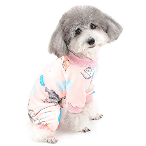 ZUNEA Pijama para Perros Pequeños Invierno Cálido Ropa para Dormir Cachorro Pijama de Algodón Suave Ciervo Impresa Abrigo para Mascotas Chihuahua Trajes para Perros Niña Niño Rosa XL