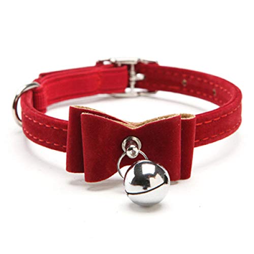 ZYYC Pajarita elástica de Seguridad con Campana Collar de Gato para Perros pequeños Terciopelo Suave Seguro 6 Colores Productos para Mascotas Collar para Perros Proveedor para Mascotas-Red_S