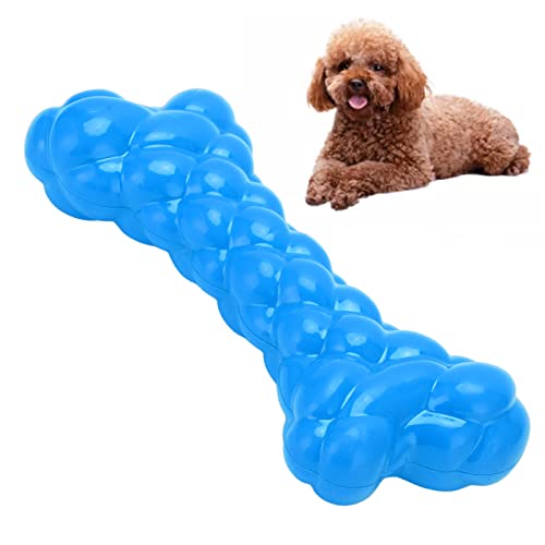 01 02 015 Juguete para Perros Squeak Bone, elástico Bone Dog Squeaky Toys Limpieza de Dientes Material TPR para Razas pequeñas, Medianas y Grandes Azul