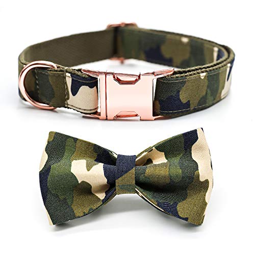1A1A Collar Perro con Hermoso Lazo Ajustable Resistente Collar Cómodos con Clips de Metal Vert L