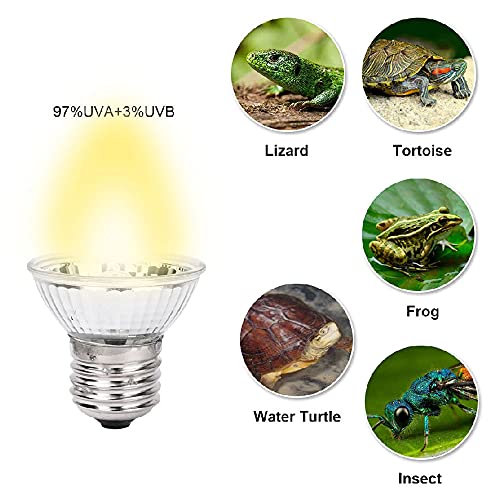 2 bombillas calefactoras para reptiles, E27 UVA UVB de espectro completo lámpara de confusión para tomar el sol luz térmica para acuarios de serpiente lagartos reptiles acuáticos y anfibios (50 W)