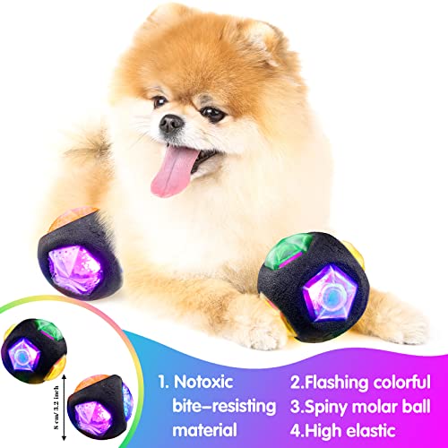 2 Pelotas de Perro Mascota Iluminadas Pelota de Juguete de Flash LED Juguete para Mascotas de TPR Activado de Rebotar Pelota LED Interactiva para Mascotas Que Cambia de Color