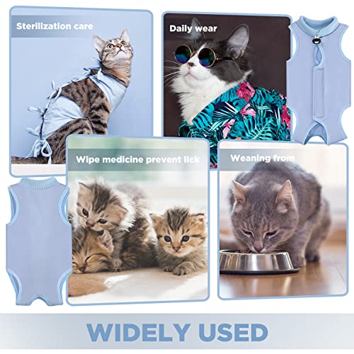 2 Piezas Trajes de Recuperación Profesional de Gatos Ropa de Protección de Mascotas en Casa Camiseta de Recuperación de Cirugía de Gato Azul Chaleco Pequeño de Gatos para Perro Gato (M)