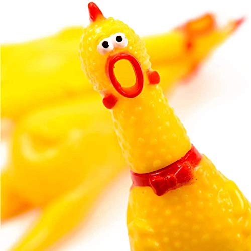 3 pollos chirriantes para perros aullado, juguete mascota gritando goma amarillo pollo para cachorros (3 piezas 17 cm)