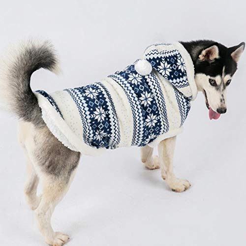 Abrigo de perro grande Chaqueta de invierno cálido Ropa de perro grande Ropa de Navidad para mascotas Traje Corgi Husky Labrador Golden Retriever Disfraces, Azul, 28