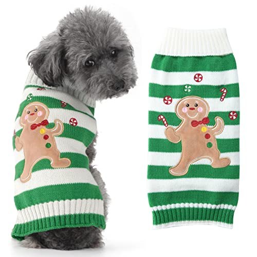 ABRRLO Jerséis de Navidad para perro, disfraz de pan de jengibre, para hombre, de Navidad, suéter para mascotas, ropa de cachorro (hombre de jengibre, XS)