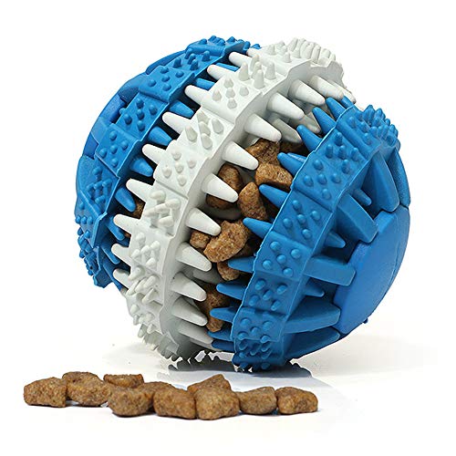 ABRRLO - Pelota de juguete para perros (ideal para masticar, no tóxica, resistente a las mordeduras, juego de ejercicios de limpieza de dientes, gatos y perros, color azul