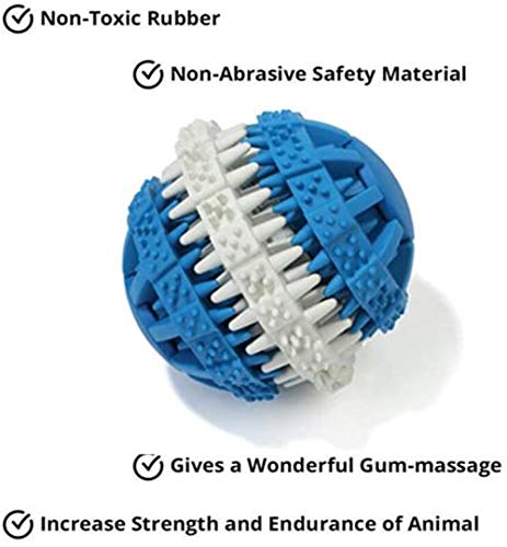 ABRRLO - Pelota de juguete para perros (ideal para masticar, no tóxica, resistente a las mordeduras, juego de ejercicios de limpieza de dientes, gatos y perros, color azul