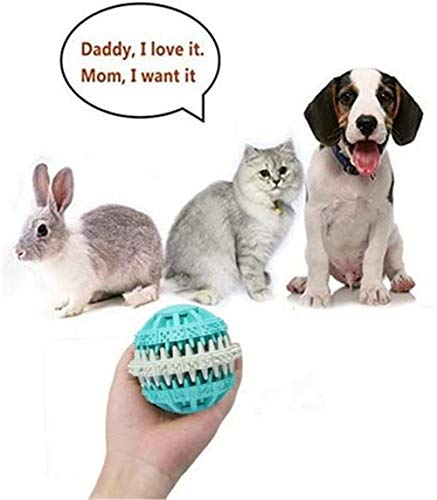ABRRLO - Pelota de juguete para perros (ideal para masticar, no tóxico, resistente a las mordeduras, juego de ejercicios de limpieza de dientes, gatos y perros, color azul claro