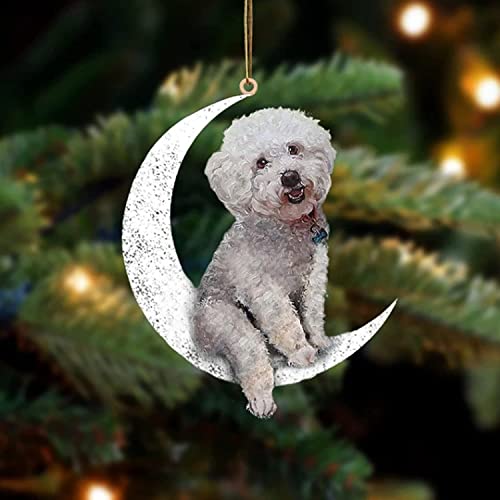 Adorno navideño con Memoria de Perro Sentado en la Luna para Recordar la pérdida de los Regalos de Mascotas, decoración de Adorno (C)