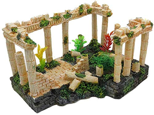 Adornos para peceras Ruinas Resina Columna Romana Acuario Roca Planta Decoración Amazing