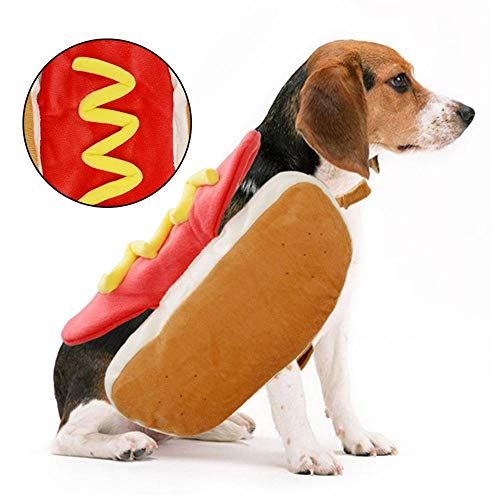 Aeromdale Hot Dog Pets Puppy Disfraz de Halloween Ropa Mostaza Ropa de Gato Traje para Perro pequeño Mediano - 1pc - S