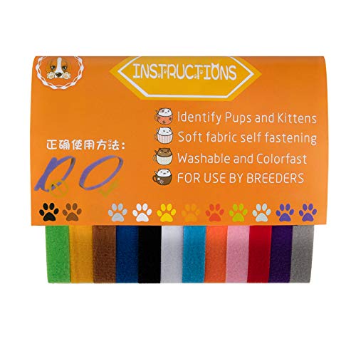 AIEX 12 Piezas 30cm Colores Surtidos Collares de Identificación de Cachorros Collares Cachorro Perro Recién Nacido Banda de Gatitos Ajustable Collar de Identificación para Mascotas