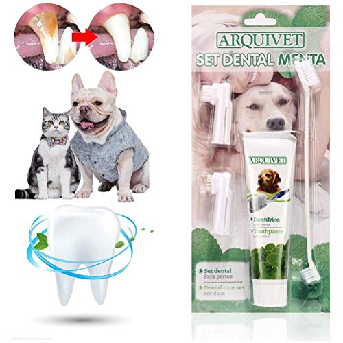 Akemaio Los Dientes del Perro Productos de Limpieza del Perro casero de Pasta de Dientes Cepillo de Dientes Kit Dental Care Clean Kit de Dientes para Perros Gatos