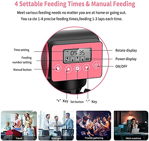 Alimentador Automático de Acuarios, Inteligentemente Cronometrado Doble Fijo Comedero de Peces con Pantalla LCD para Fin de Semana o de Vacaciones