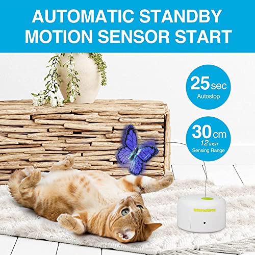 ALL FOR PAWS Juguete de mariposa para gato con movimiento interactivo activado, con un juguete de repuesto para mariposas intermitentes
