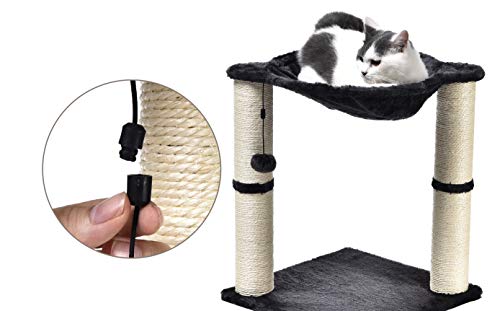 Amazon Basics - Torre en árbol con cerramiento, hamaca, cama y poste rascador para gatos, 40,6x50,8x40,6 cm, gris