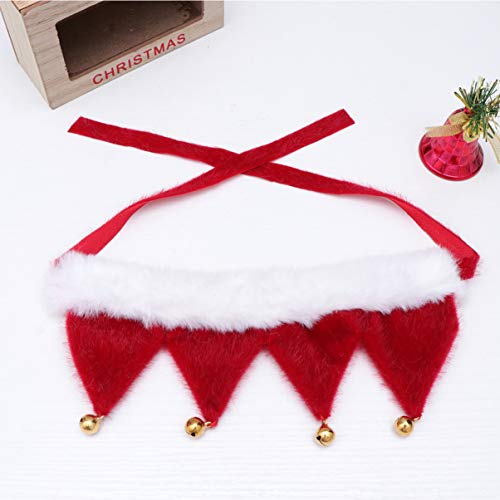 Amosfun Collar de Navidad ajustable para perro con cascabel de jengibre, accesorios para disfraz de elfo de Navidad, para perro pequeño, gato, cachorro, gatito, talla XS (color puro)