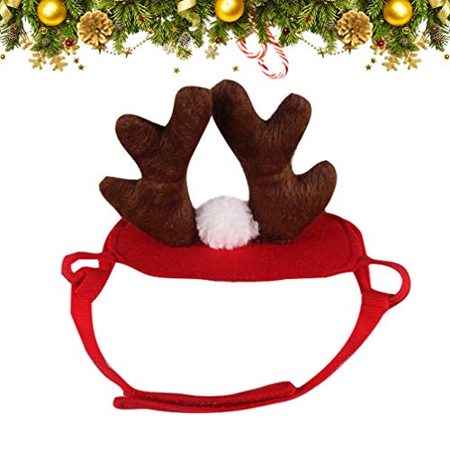 Amosfun Diadema de Cornamenta de Navidad para Mascotas Diadema de Gato de Perro de Navidad Diadema de Alce de Perro Tocado de Reno de Mascota Tocado de Alce