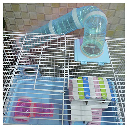 Andiker Kit de tubos para hámster con 2 placas de conexión de tuberías, juego de tubos externos de aventura creativo, transparente, accesorios para jaula de hámster, juguetes para hámster (azul)