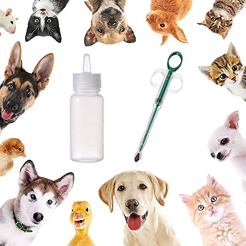 Anguxer - Pet Biberon, 2 unidades para perros y gatos, pileta de jeringa, 1 juego de comedero para animales domésticos, ideal para pequeños mamíferos, gatitos, cachorros.