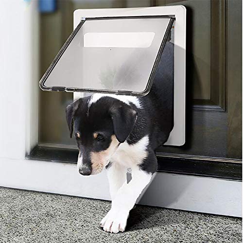 ANQI Swing Pet Dog Cat Door, 2 vías de entrada controlable, puerta de perro con aleta para gato túnel para puerta de pantalla, instalación universal, sistema anti-tiro