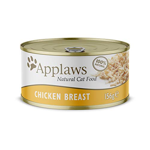 Applaws 2002CE-A - alimento húmedo para Gatos 100% Natural, pechuga de Pollo en Caldo, Lata de 156 g (Paquete de 24)