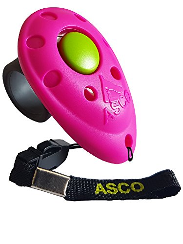 ASCO Clicker prémium, clicker de Dedo para Entrenamiento, clicker Profesional para Perros, Gatos y Caballos, adiestramiento de Perros con clicker, Rosa AC08F