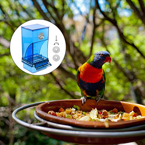 Balacoo Comederos para Jaulas de Pájaros Tubo de Semillas de Loro Automático Estación de Alimentación de Alimentos Jaula de Pájaros Accesorios para Perico Canario Cockatiel Azul
