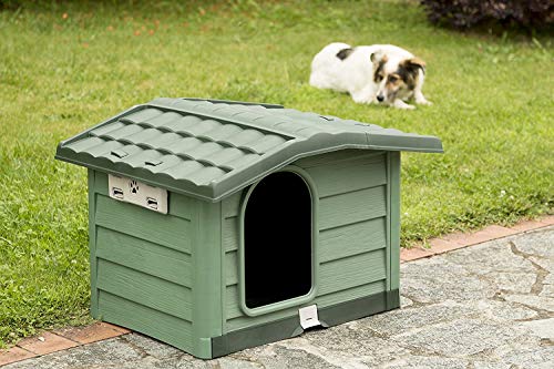 Bama Caseta para perros de resina Bungalow Medium Verde Talla Mediana 89 x 75 x 62 cm