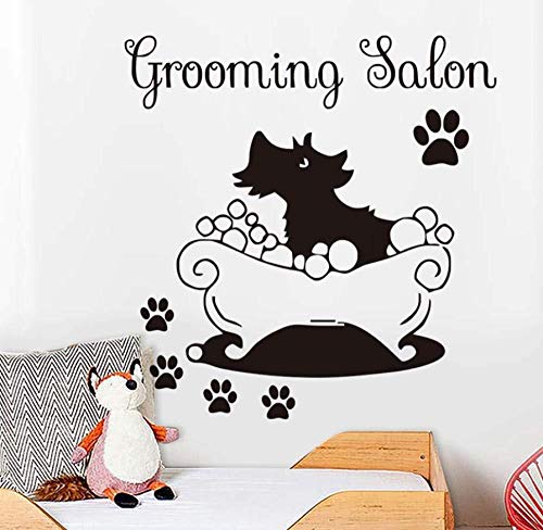 Báñate y ve al perro pegatinas de pared para divertidas tiendas de mascotas. Calcomanías extraíbles para peluquería canina, accesorios de decoración para tienda, 63 * 58cm.