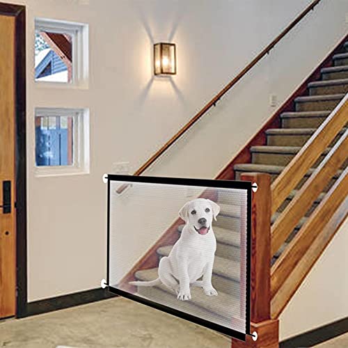 Barrera de seguridad para perro, red de aislamiento para mascotas, valla para perros, gatos, pasillos, cocinas, dormitorios de dormir, escaleras (110 x 72 cm)