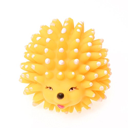 Beada Amarillo Juguete para Masticar chirriador en Forma de Erizo de Goma de Vinilo para Perro Mascota